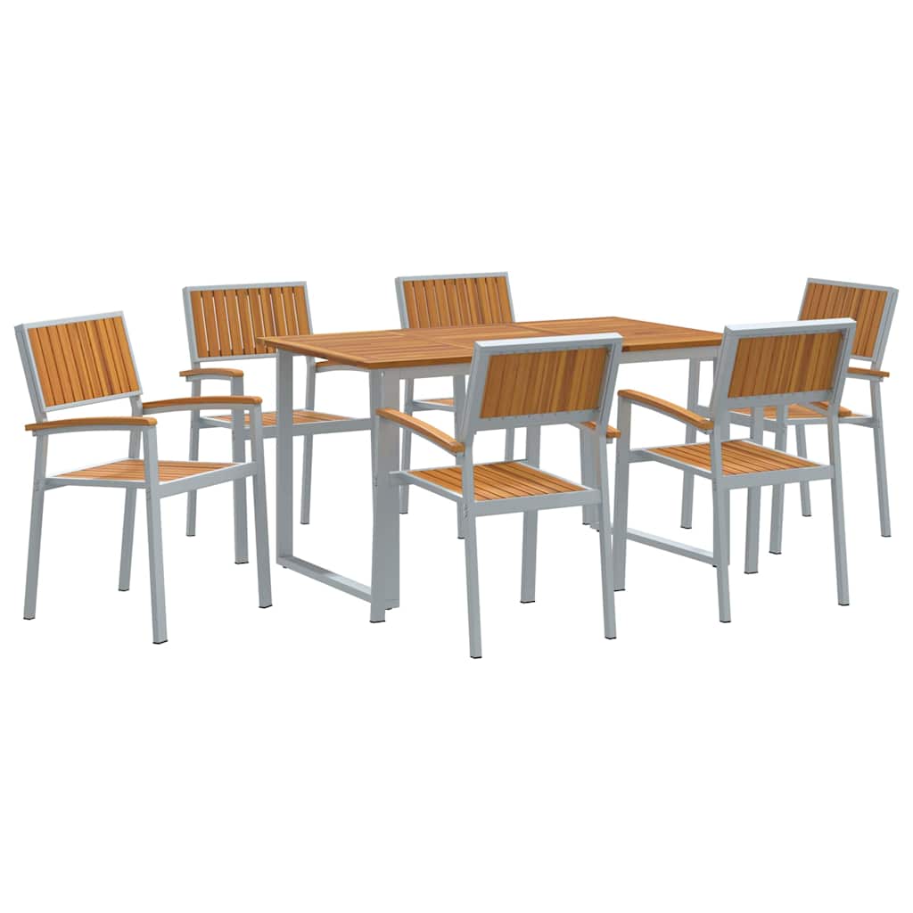 Kert étkező szett 7 pcs Szürke Tömör Akácfa