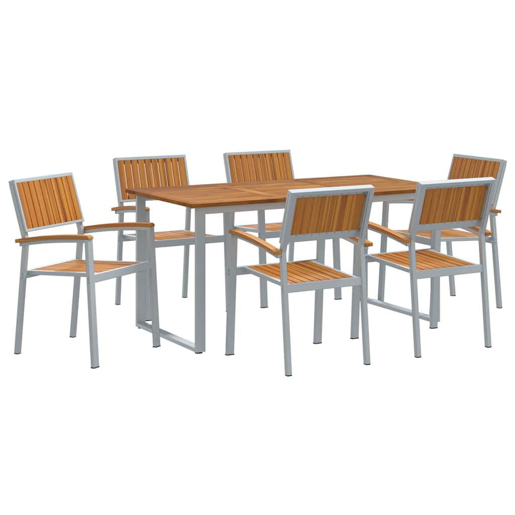 Kert étkező szett 7 pcs Szürke Tömör Akácfa