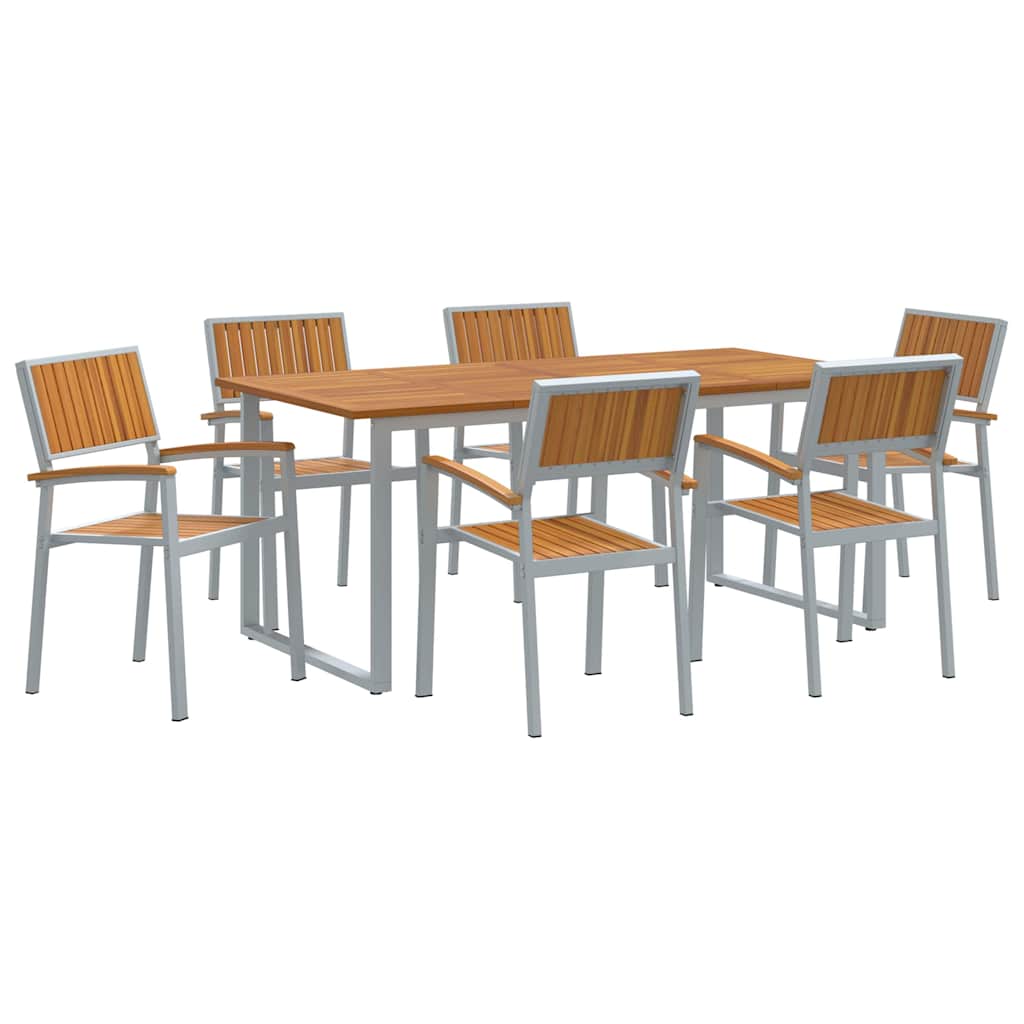 Kert étkező szett 7 pcs Szürke Tömör Akácfa
