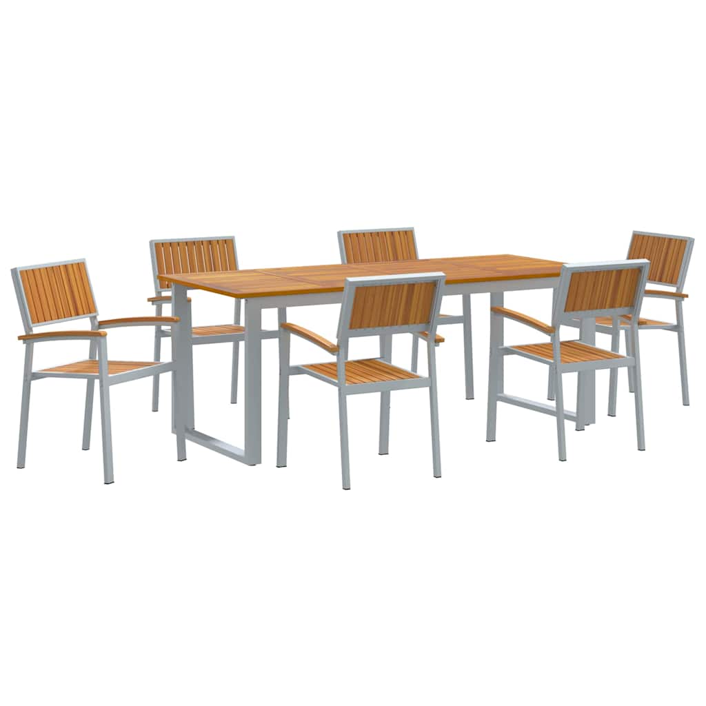 Kert étkező szett 7 pcs Szürke Tömör Akácfa