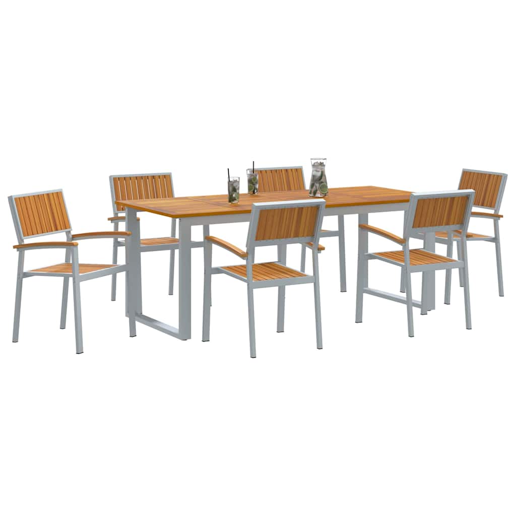 Kert étkező szett 7 pcs Szürke Tömör Akácfa