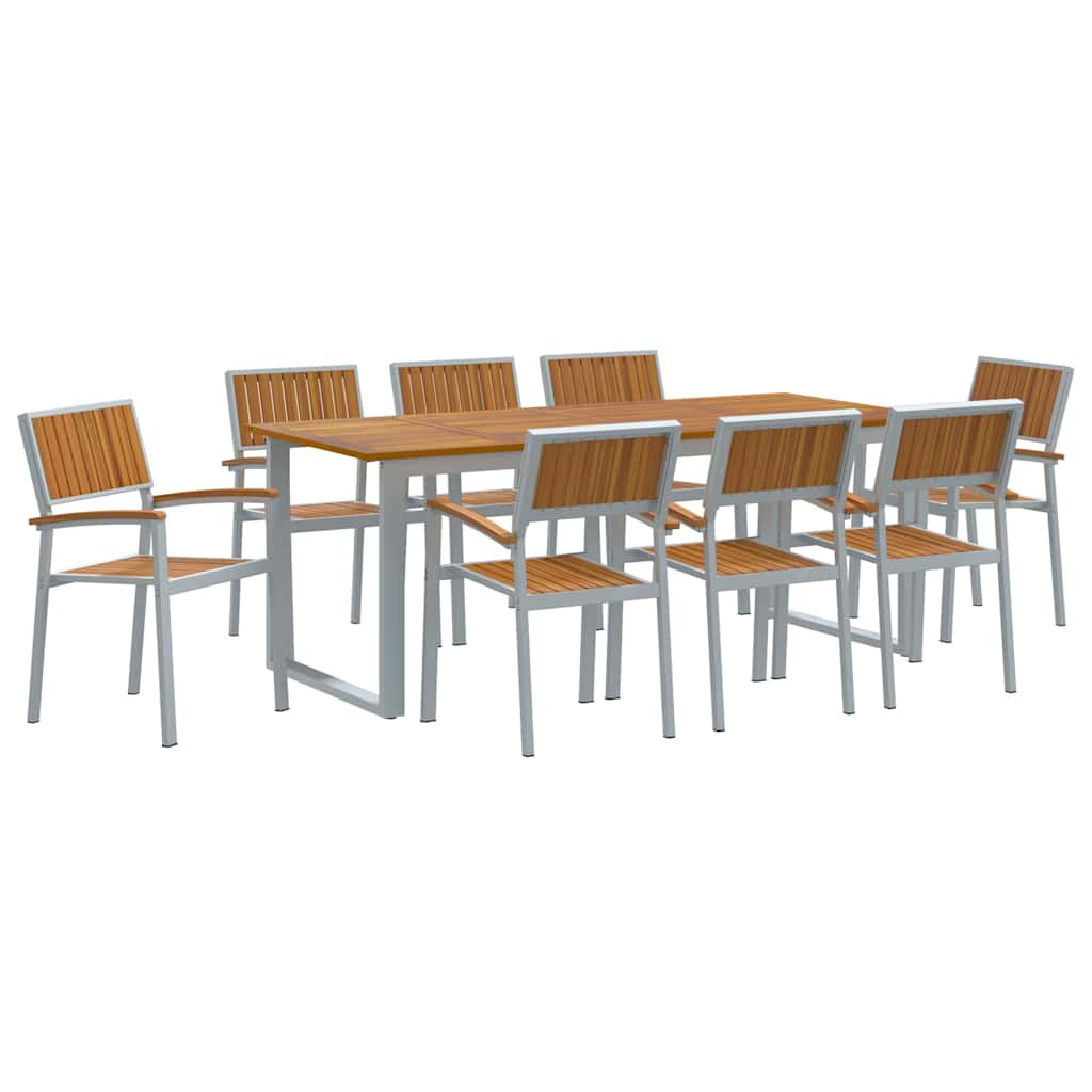 Kert étkező szett 9 pcs Szürke Tömör Akácfa
