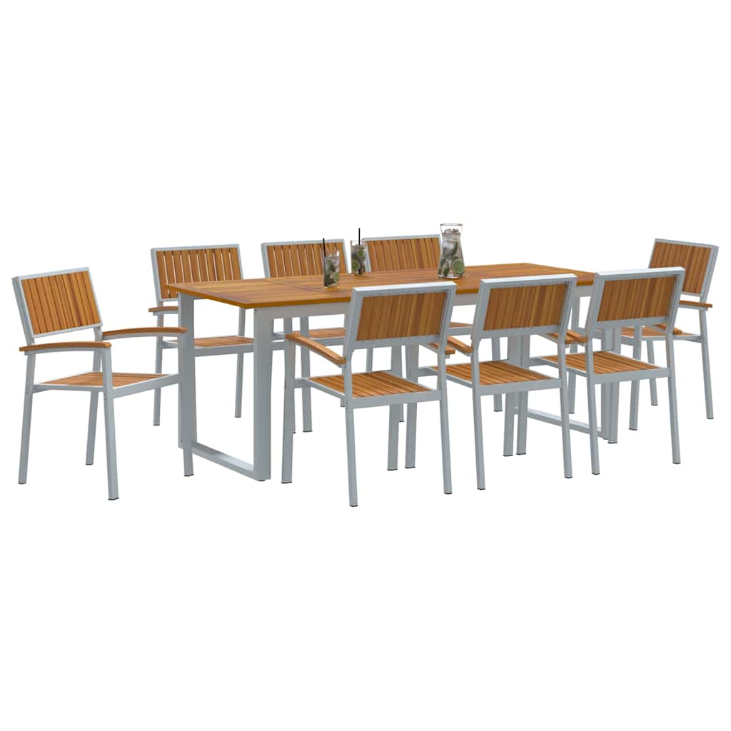 Kert étkező szett 9 pcs Szürke Tömör Akácfa