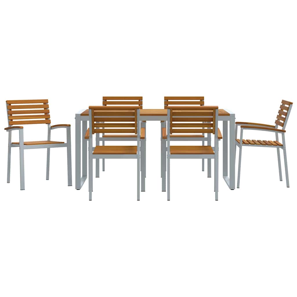 Kert étkező szett 7 pcs Szürke Tömör Akácfa