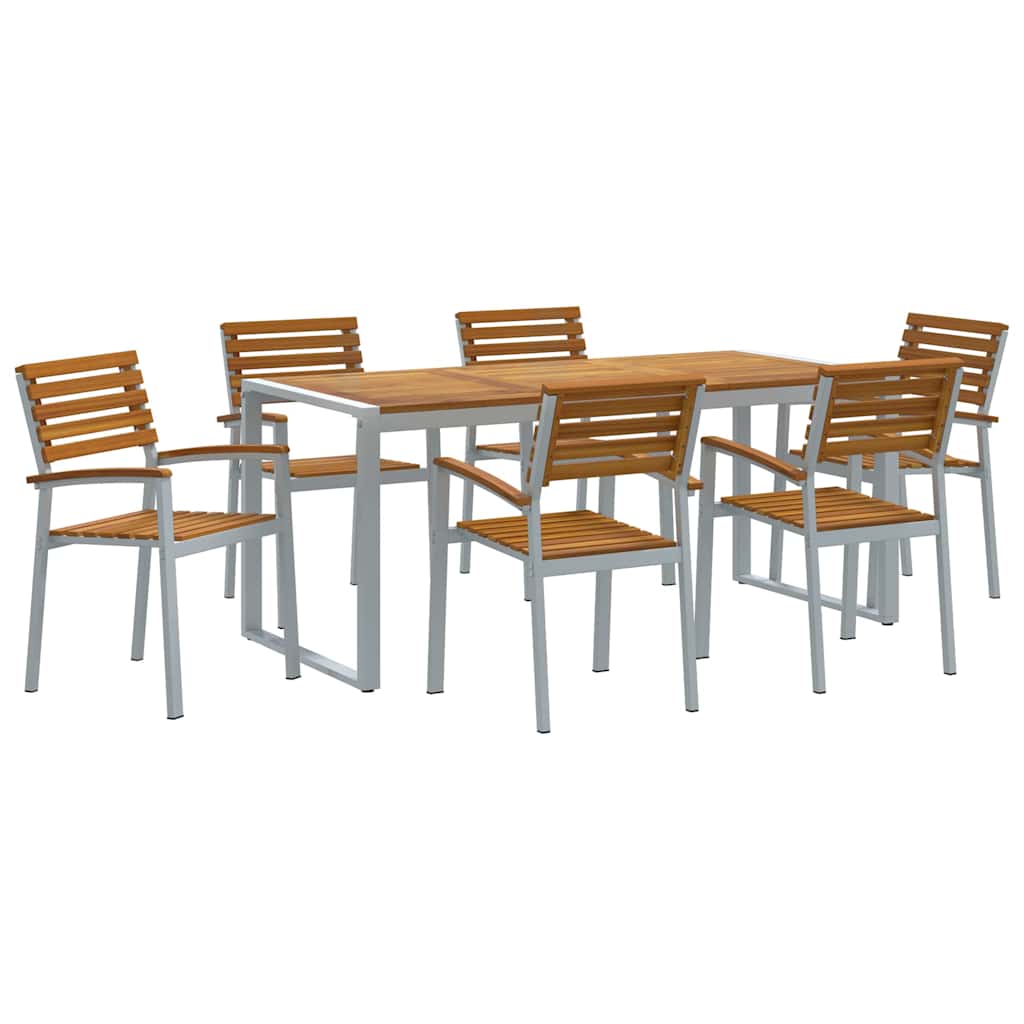 Kert étkező szett 7 pcs Szürke Tömör Akácfa