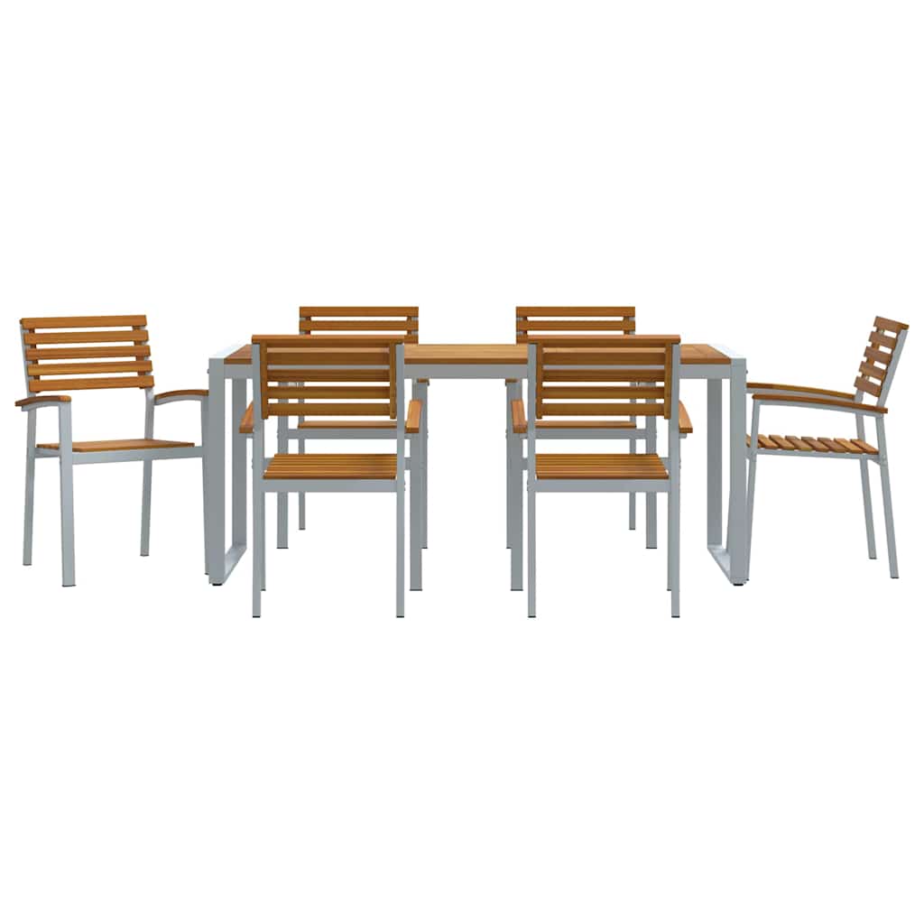 Kert étkező szett 7 pcs Szürke Tömör Akácfa