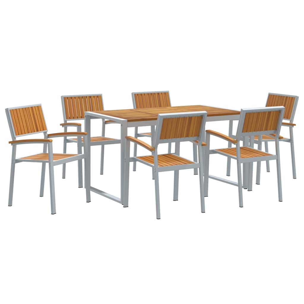 Kert étkező szett 7 pcs Szürke Tömör Akácfa