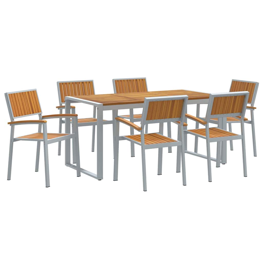 Kert étkező szett 7 pcs Szürke Tömör Akácfa