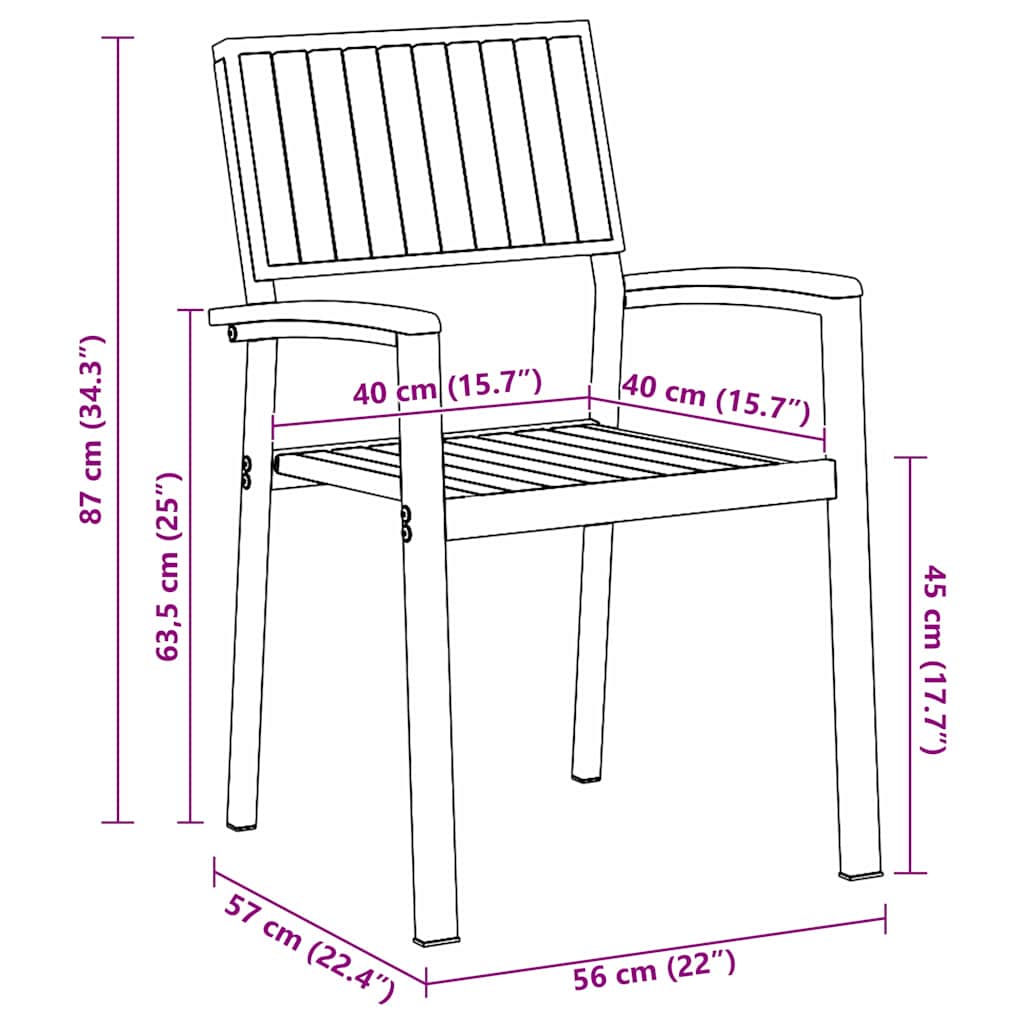 Összecsukható Szék 8 pcs Barna 56 x 57 x 87 cm Tömör Akácfa
