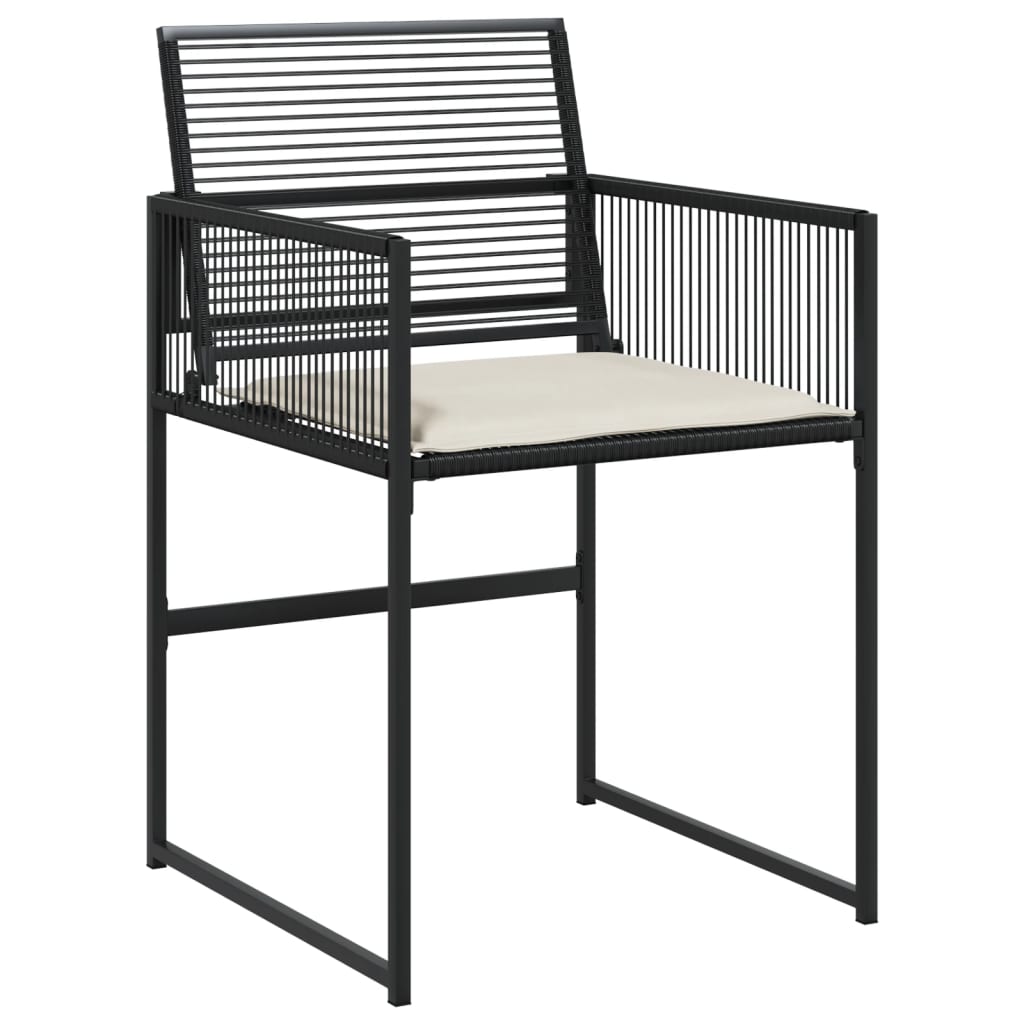 5 részes fekete polyrattan kerti étkezőgarnitúra párnákkal