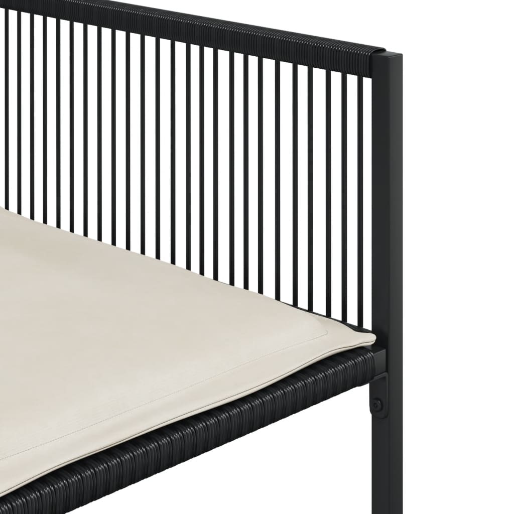 5 részes fekete polyrattan kerti étkezőgarnitúra párnákkal