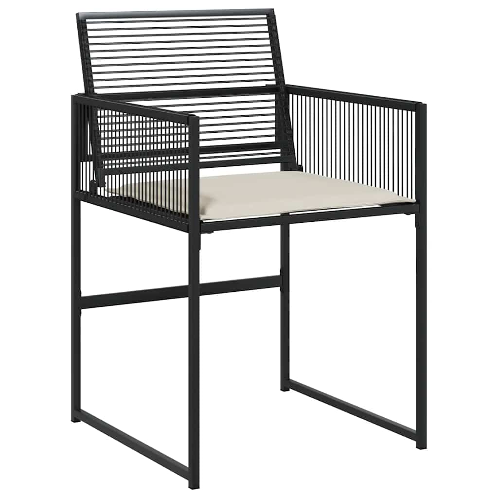 7 részes fekete polyrattan kerti étkezőgarnitúra párnával