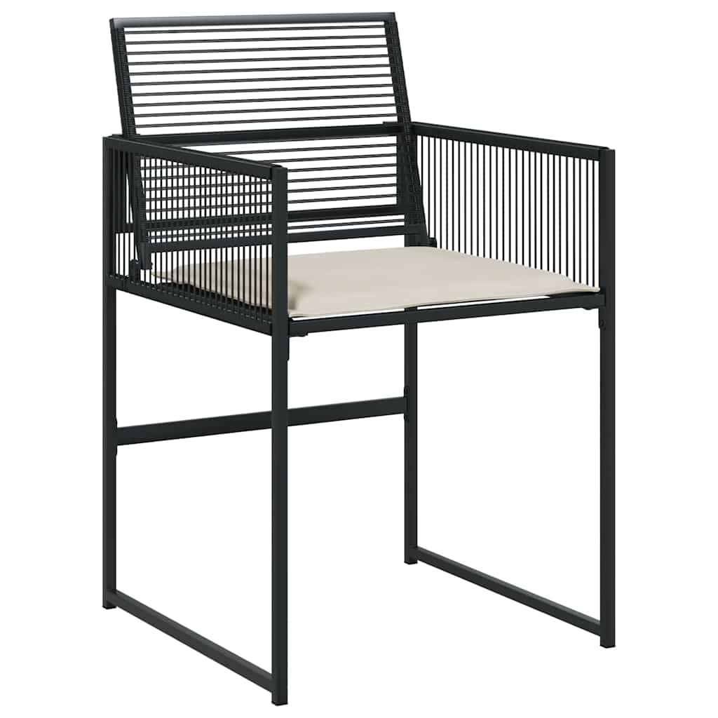 11 részes fekete polyrattan kerti étkezőgarnitúra párnákkal