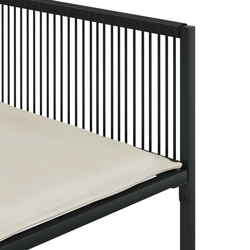 11 részes fekete polyrattan kerti étkezőgarnitúra párnákkal