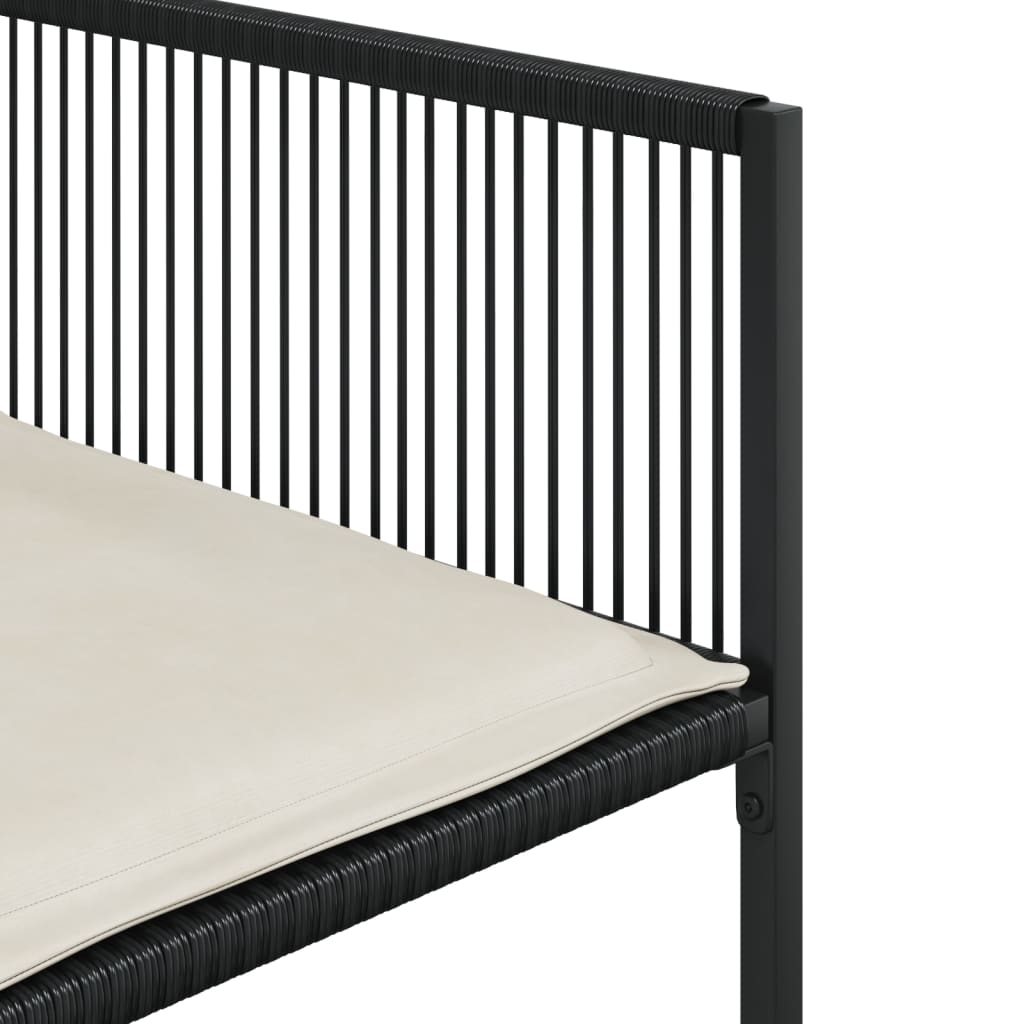 15 részes fekete polyrattan kerti étkezőgarnitúra párnákkal