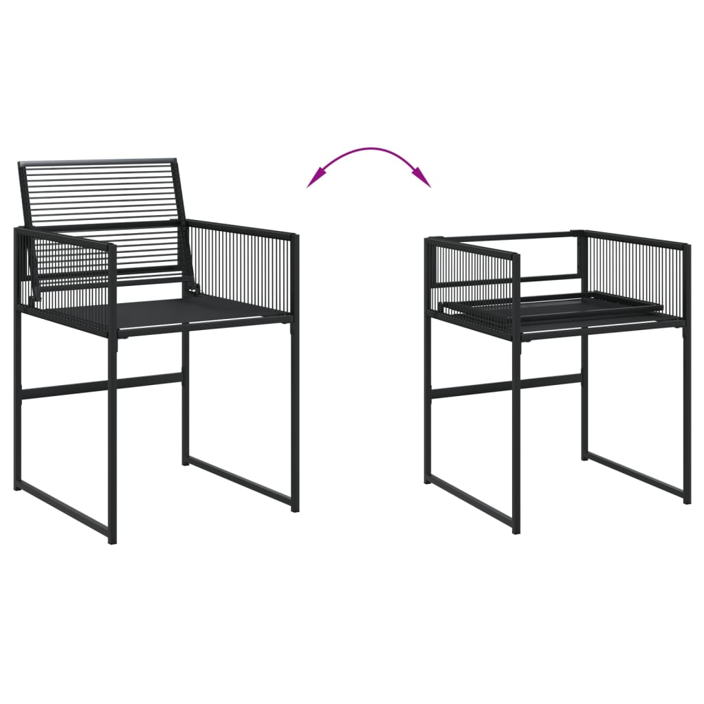 5 részes fekete polyrattan kerti étkezőgarnitúra