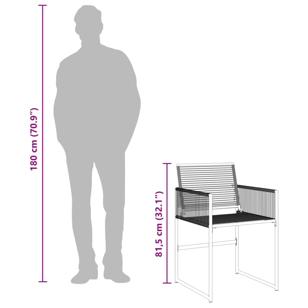 5 részes fekete polyrattan kerti étkezőgarnitúra