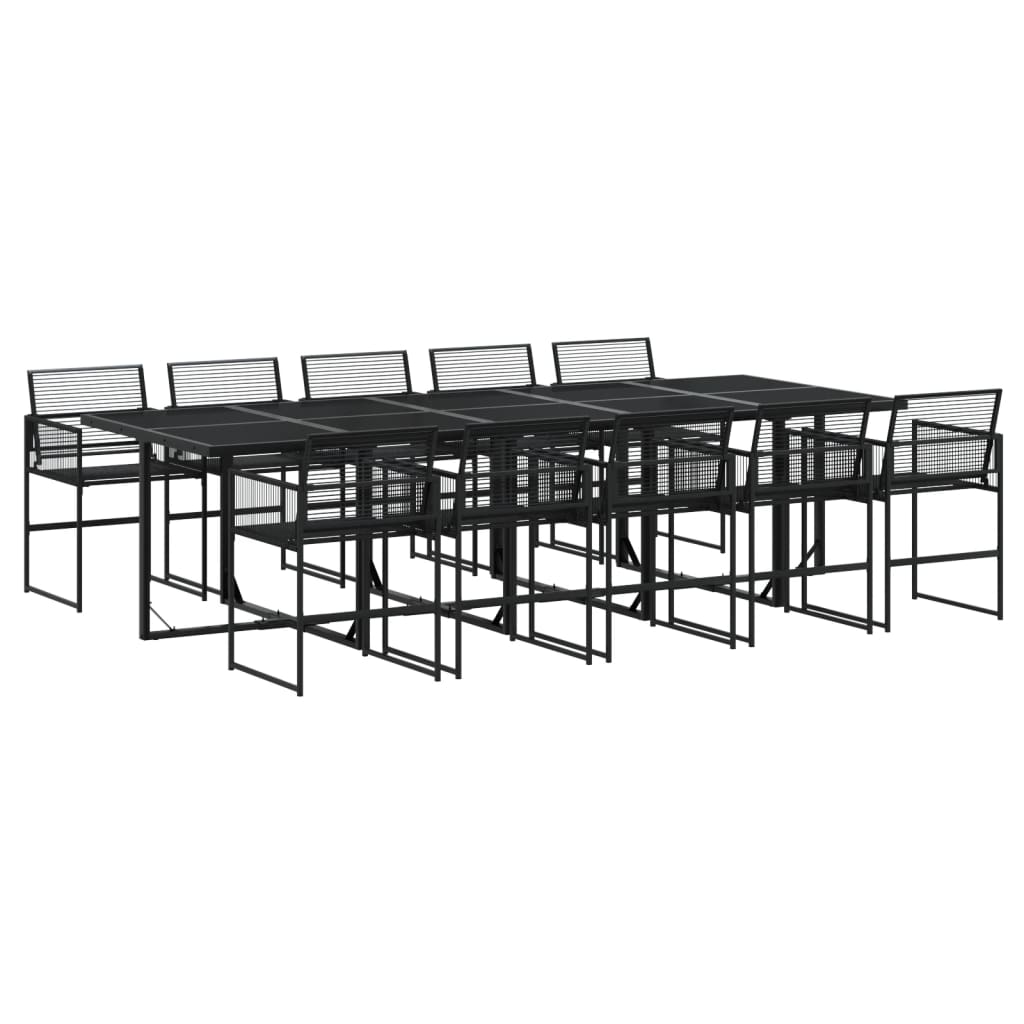 11 részes fekete polyrattan kerti étkezőgarnitúra