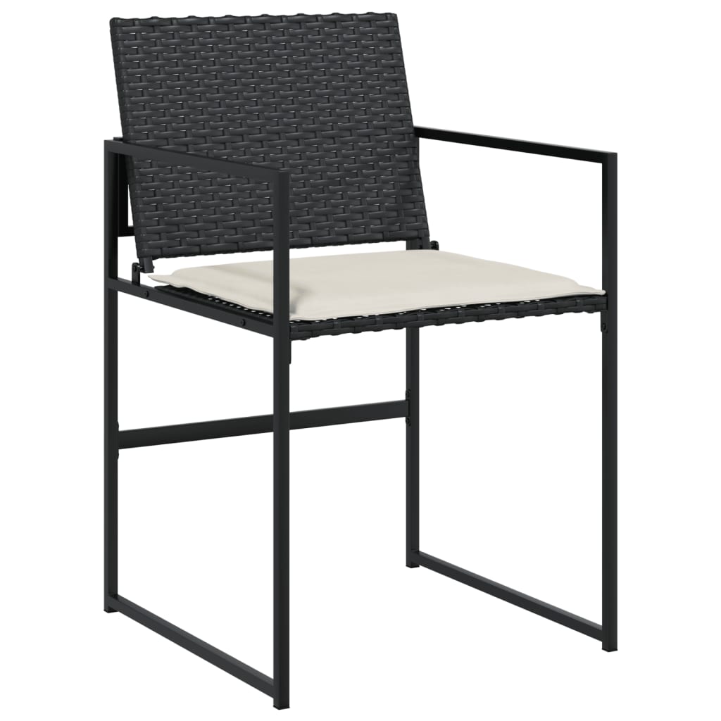 5 részes fekete polyrattan kerti étkezőgarnitúra párnákkal