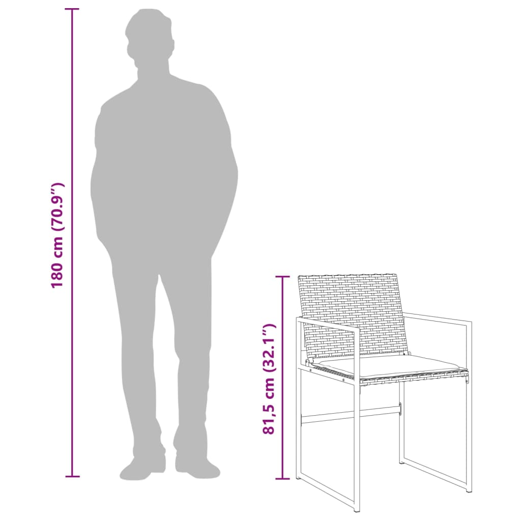 5 részes fekete polyrattan kerti étkezőgarnitúra párnákkal