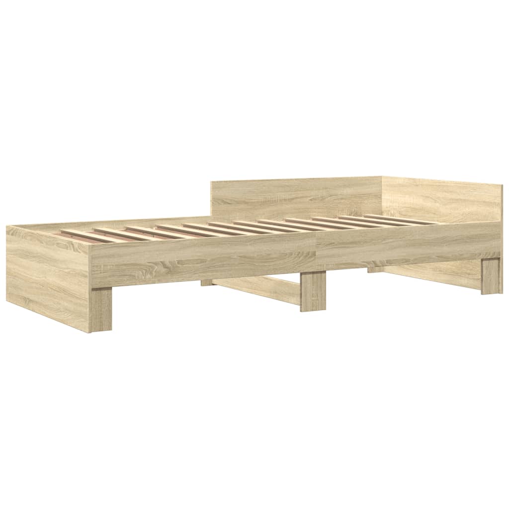 sonoma tölgy színű szerelt fa ágykeret matrac nélkül 100x200 cm