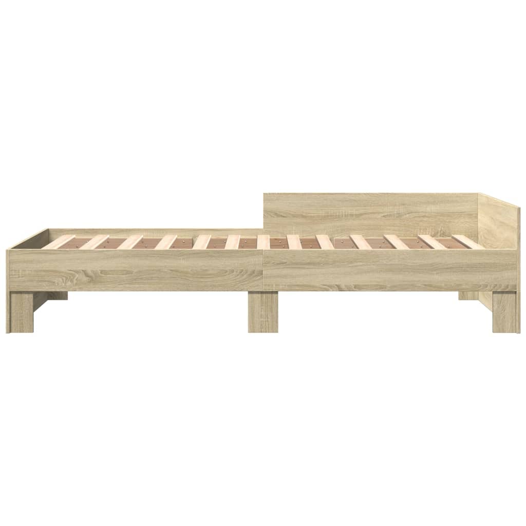sonoma tölgy színű szerelt fa ágykeret matrac nélkül 100x200 cm