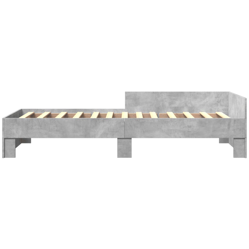 betonszürke szerelt fa ágykeret 100 x 200 cm