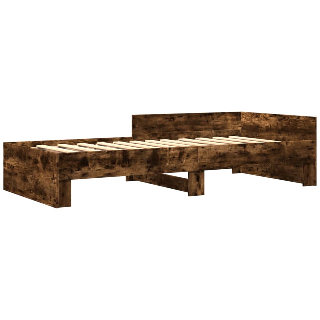 füstös tölgy színű szerelt fa ágykeret matrac nélkül 100x200 cm