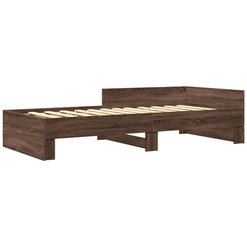 barna tölgy színű szerelt fa ágykeret matrac nélkül 100x200 cm