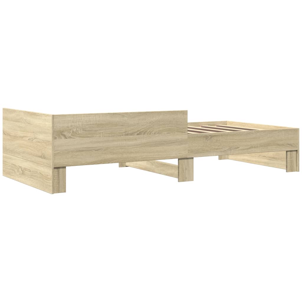 sonoma tölgy színű szerelt fa ágykeret matrac nélkül 90x200 cm