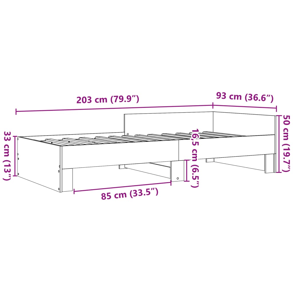 sonoma tölgy színű szerelt fa ágykeret matrac nélkül 90x200 cm