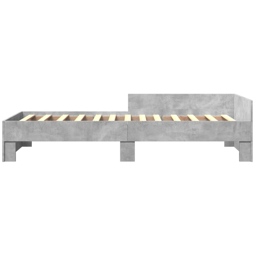 betonszürke szerelt fa ágykeret 90 x 190 cm