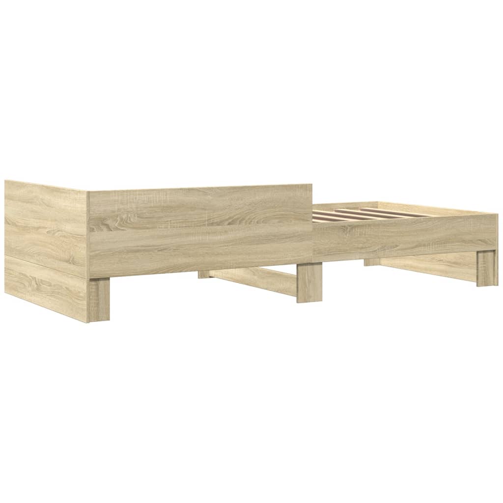 sonoma tölgy színű szerelt fa ágykeret matrac nélkül 75x190 cm