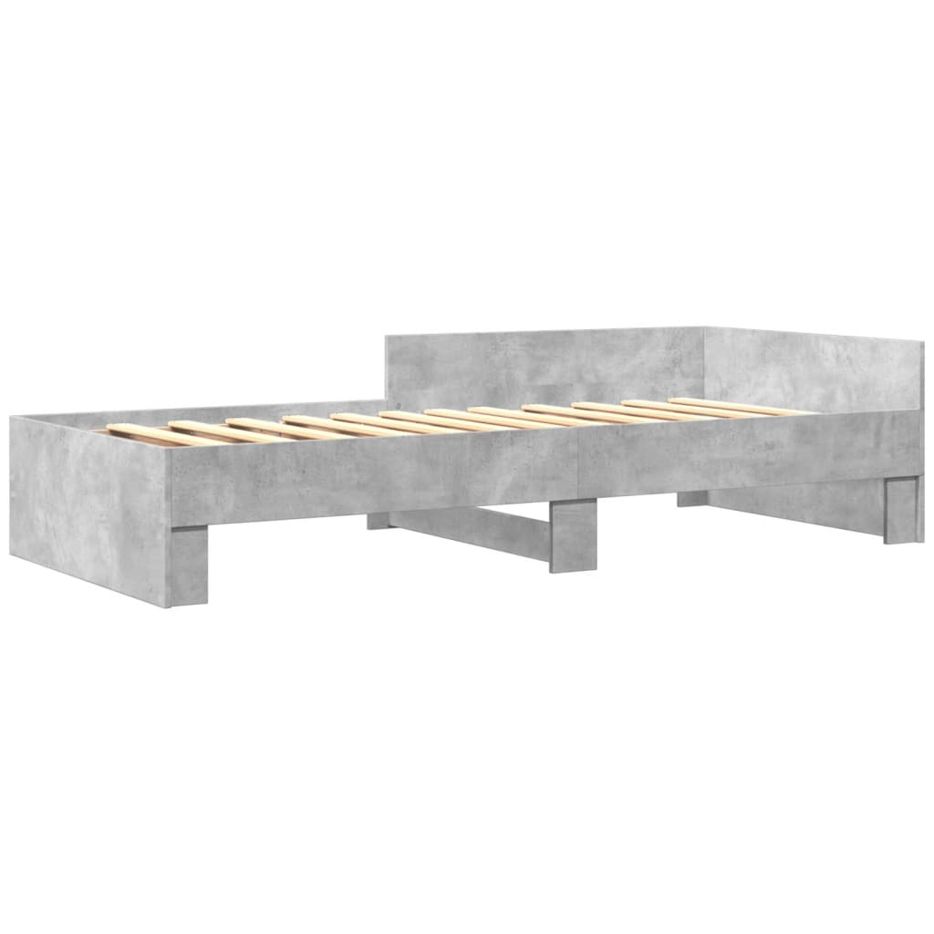 betonszürke szerelt fa ágykeret 75 x 190 cm