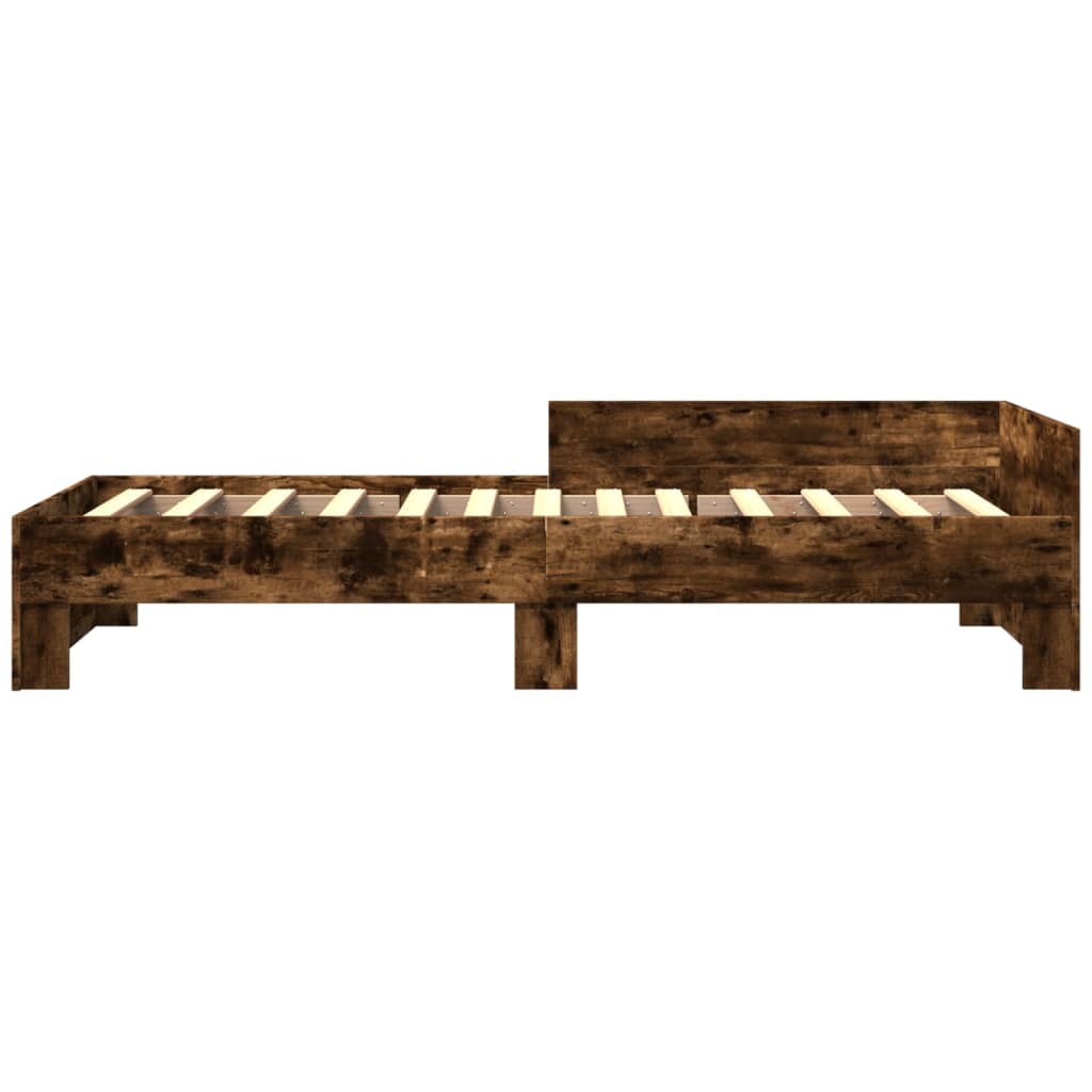 füstös tölgy színű szerelt fa ágykeret matrac nélkül 75x190 cm