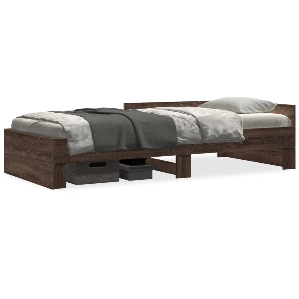 barna tölgy színű szerelt fa ágykeret matrac nélkül 75x190 cm