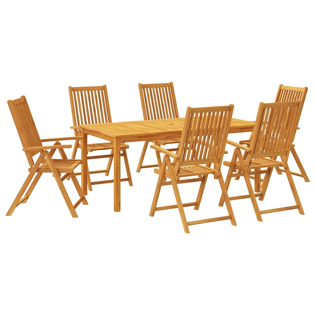 7 részes tömör akácfa kerti étkezőgarnitúra 180x90x75 cm