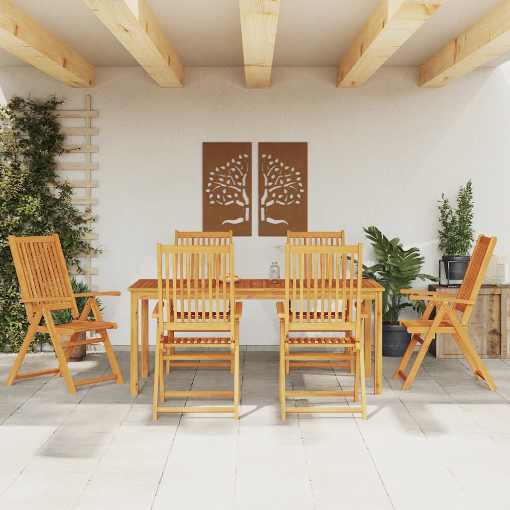 7 részes tömör akácfa kerti étkezőgarnitúra 180x90x75 cm