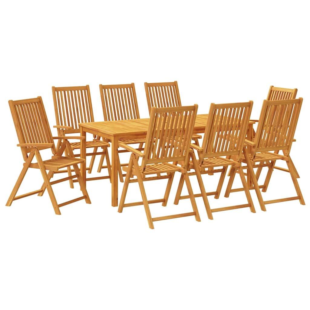 9 részes tömör akácfa kerti étkezőgarnitúra 180x90x75 cm