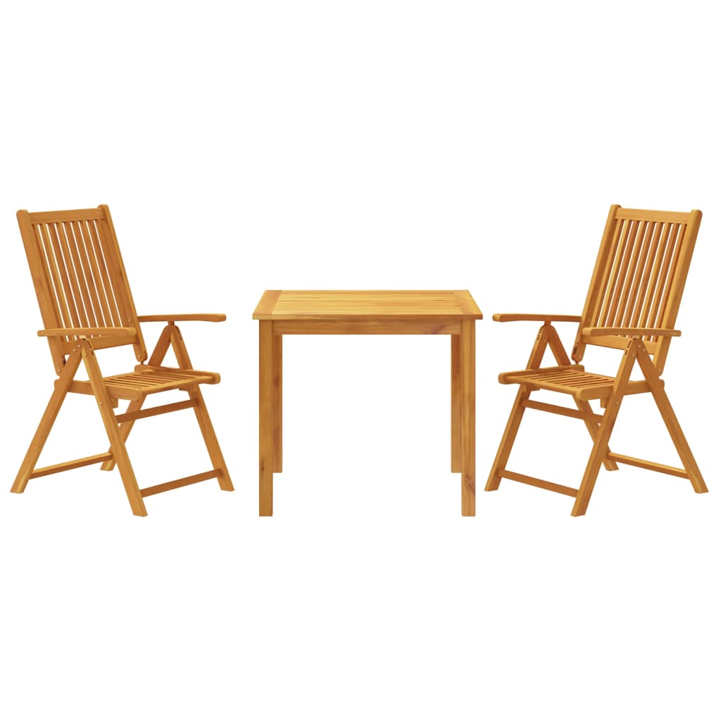 3 részes tömör akácfa kerti étkezőgarnitúra 85x85x74 cm