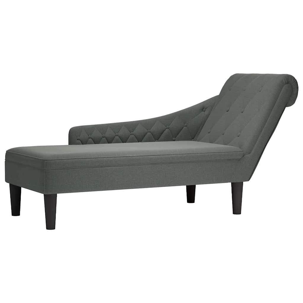 sötétszürke szövet dívány párnával és jobb kartámasszal
