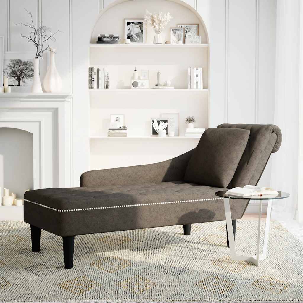 sötétszürke műbőr dívány párnával és jobb kartámasszal