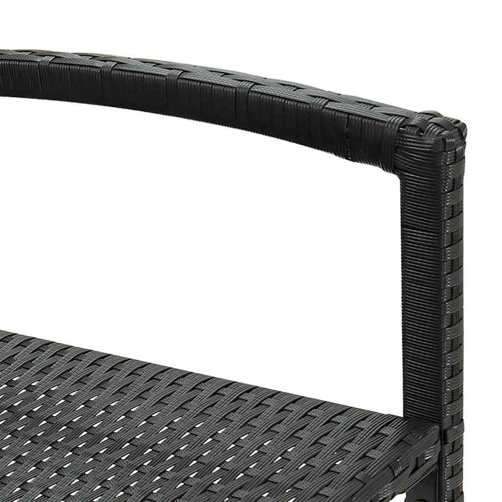 5 részes fekete tömör akácfa és polyrattan kerti bárszett