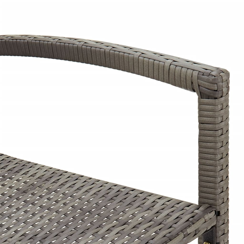 5 részes szürke tömör akácfa és polyrattan kerti bárszett
