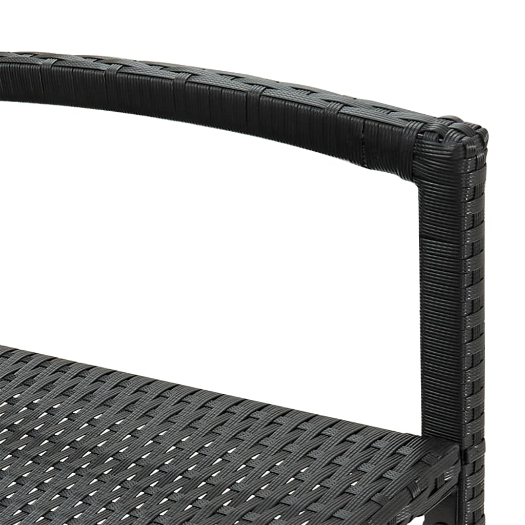 5 részes fekete tömör akácfa és polyrattan kerti bárszett