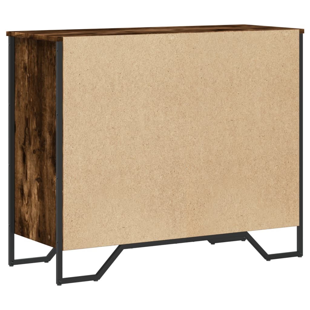 füstös tölgy színű szerelt fa komód 91 x 35,5 x 74,5 cm