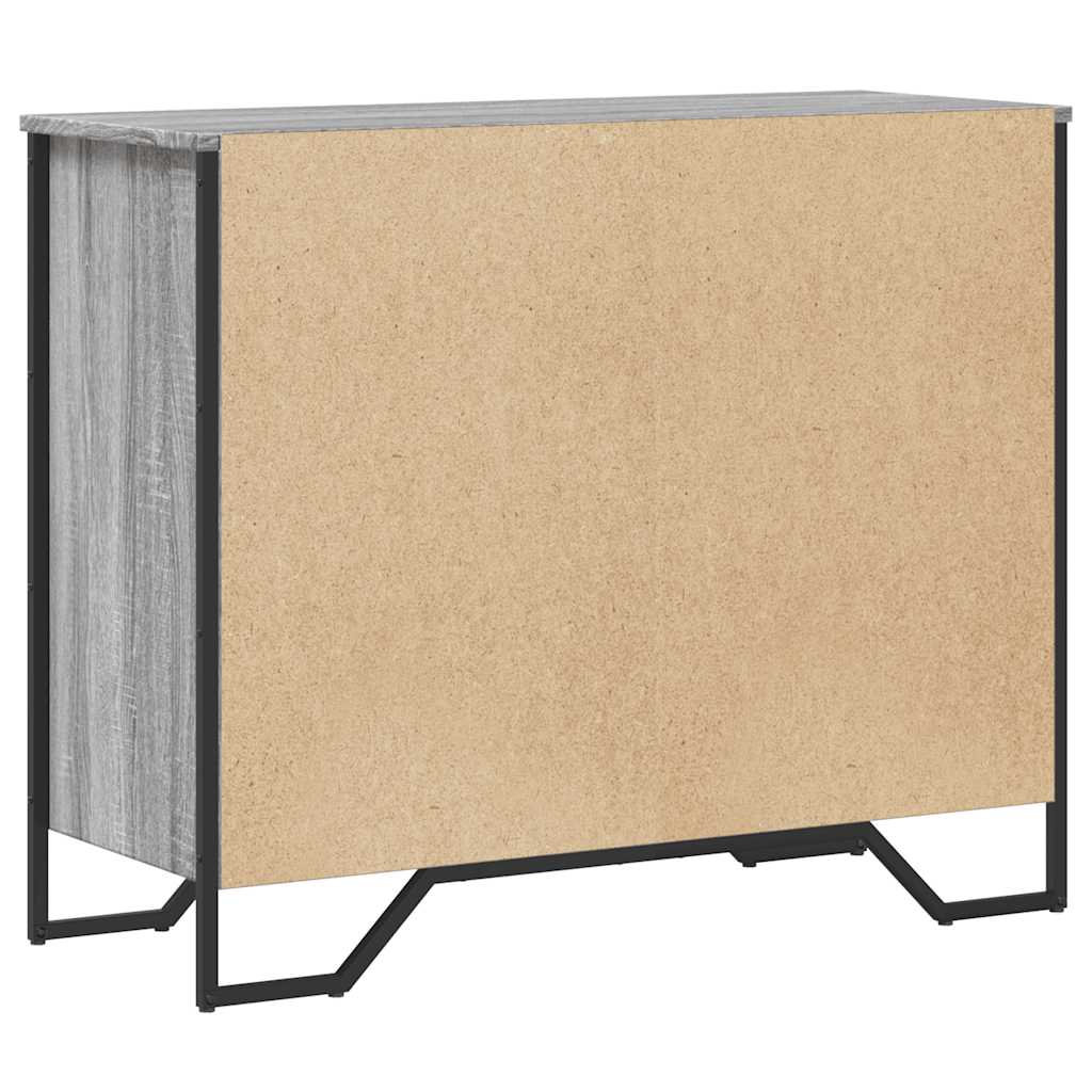 szürke sonoma színű szerelt fa komód 91 x 35,5 x 74,5 cm