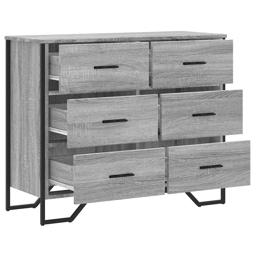 szürke sonoma színű szerelt fa komód 91 x 35,5 x 74,5 cm