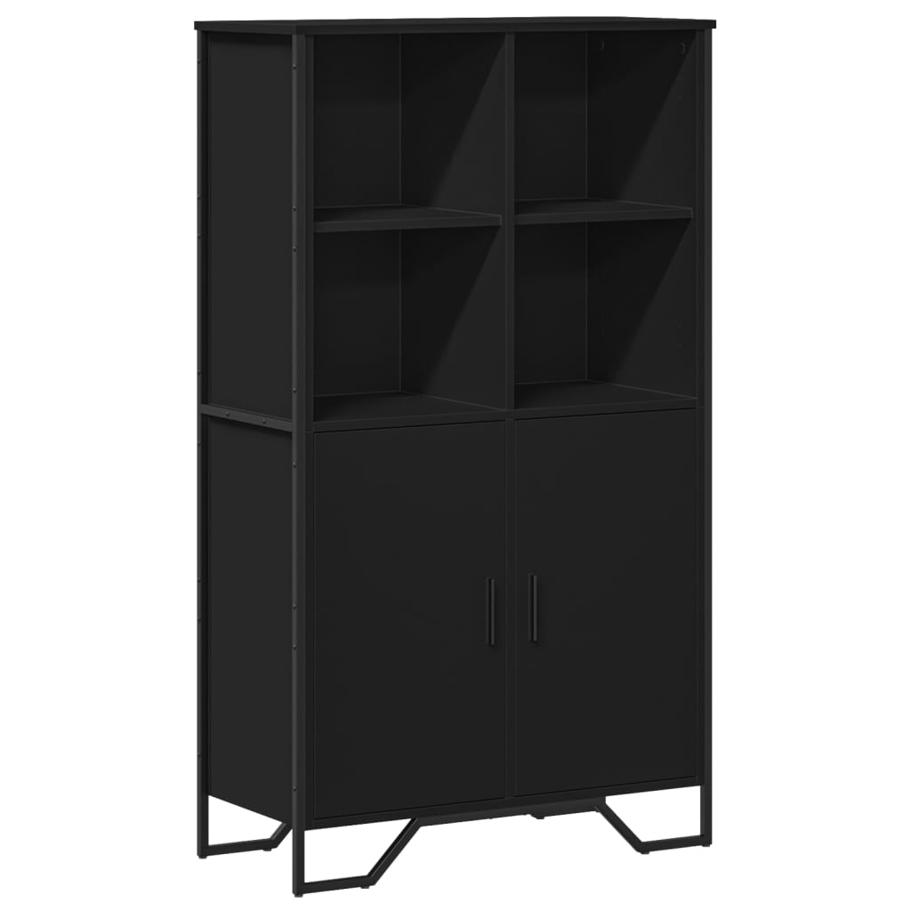 fekete szerelt fa magasszekrény 79,5 x 35,5 x 137,5 cm