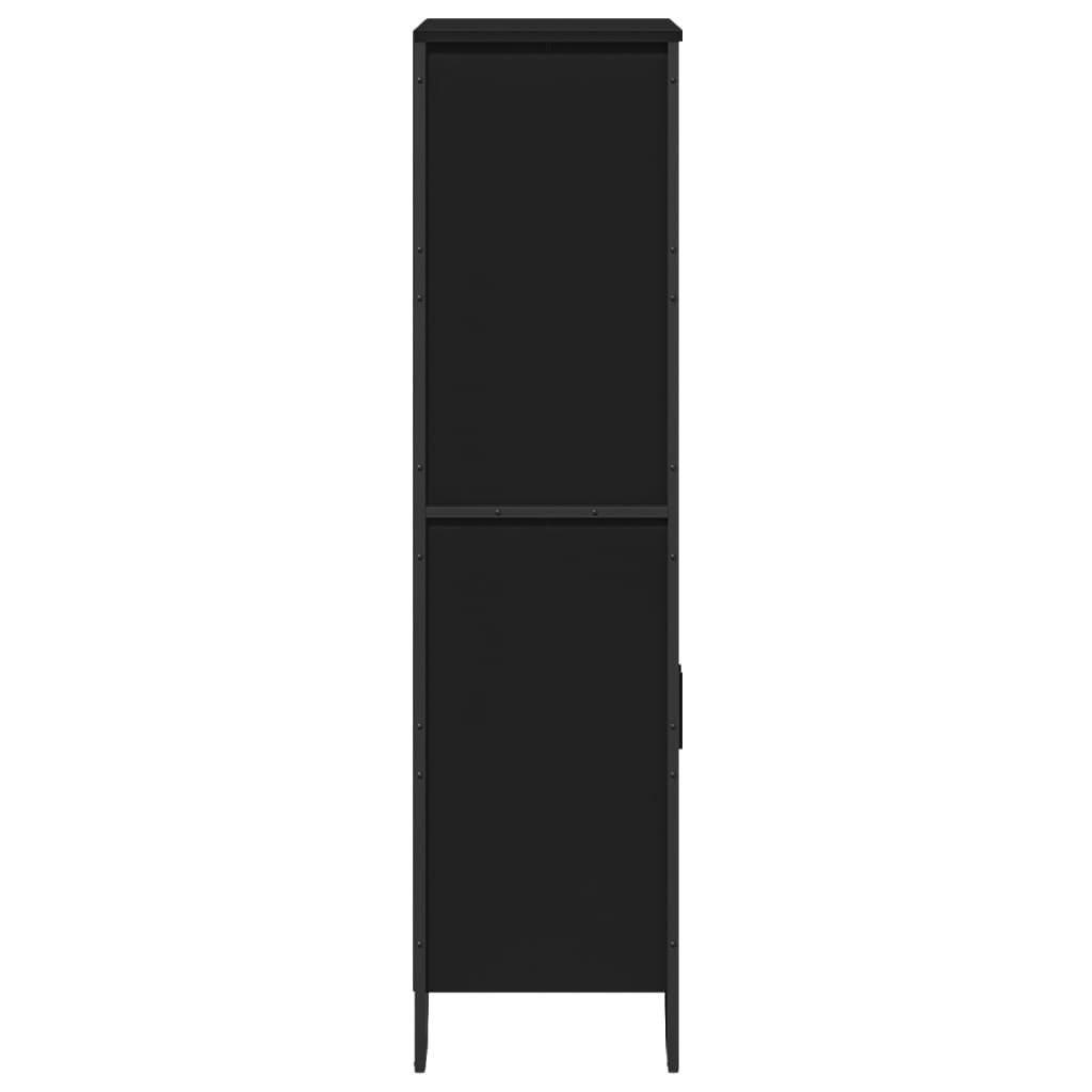 fekete szerelt fa magasszekrény 79,5 x 35,5 x 137,5 cm